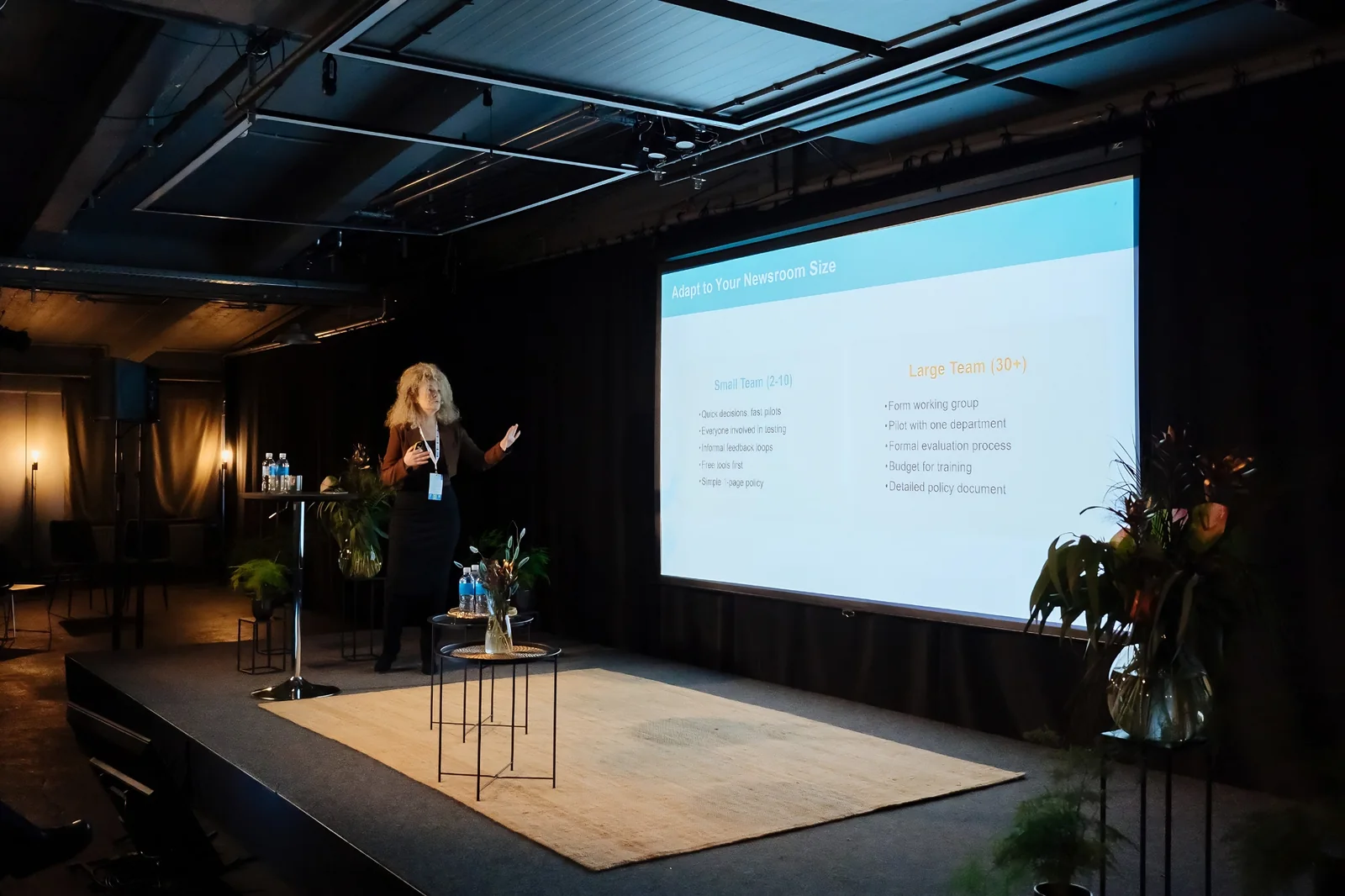 Branislava Lovre presenting responsible AI practices for newsrooms at the Baltic Media AI Forum