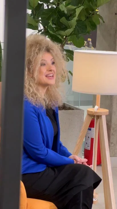 Branislava Lovre recording an interview on set
